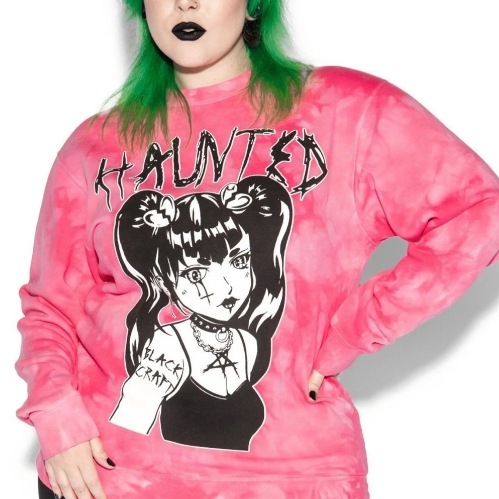 Pink Haunted Graphic Crewneck Sweatshirt Blackcraft Cult
